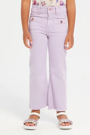 Girls Lilac Flared Trousers